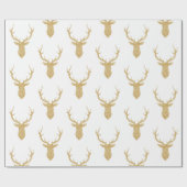 Gold Glitter Deer Head Silhouette Cadeaupapier (Vlak)