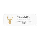 Gold Glitter Deer Head Winter Christmas Holiday Etiket (Voorkant)
