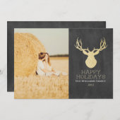 Gold Glitter Deer-kerstkaarten Feestdagenkaart (Voorkant / Achterkant)