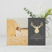 Gold Glitter Deer-kerstkaarten Feestdagenkaart (Staand voorkant)