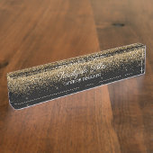 Gold Glitter Desk: Zwart Naambordje (Zijkant)