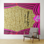 Gold Glitter Diamond draagt roze gordijnachtergron Wandkleed (In Situ (horizontaal))