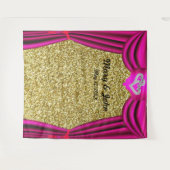 Gold Glitter Diamond draagt roze gordijnachtergron Wandkleed (Voorkant (horizontaal))