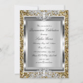 Gold Glitter Diamond Glamor Quinceanera Invite Kaart (Achterkant)