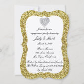Gold Glitter Diamond Heart Engagement Party nodigt Kaart (Voorkant)