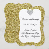 Gold Glitter Diamond Heart Reception Kaart (Voorkant / Achterkant)