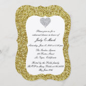 Gold Glitter Diamond Heart Rehearsal Dinner Invite Kaart (Voorkant / Achterkant)