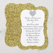 Gold Glitter Diamond Heart Weddenschap Kaart (Voorkant / Achterkant)