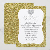 Gold Glitter Diamond Heart Weddenschap Kaart (Voorkant / Achterkant)