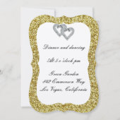 Gold Glitter Diamond Hearts Reception Kaart (Voorkant)