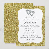 Gold Glitter Diamond Hearts Rehearsal Dinner Kaart (Voorkant / Achterkant)