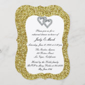 Gold Glitter Diamond Hearts Rehearsal Dinner Kaart (Voorkant / Achterkant)