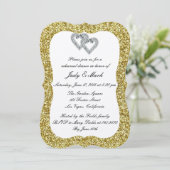 Gold Glitter Diamond Hearts Rehearsal Dinner Kaart (Staand voorkant)