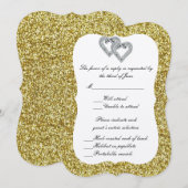 Gold Glitter Diamond Hearts Response Kaart (Voorkant / Achterkant)