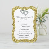 Gold Glitter Diamond Hearts Response Kaart (Staand voorkant)