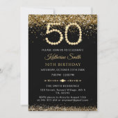 Gold Glitter Diamonds 50th Birthday Invitation Kaart (Voorkant)