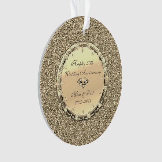 Gold Glitter Diamonds 50th Wedding Jubileum Ornament (voorkant)