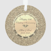 Gold Glitter Diamonds 50th Wedding Jubileum Ornament (achterkant)