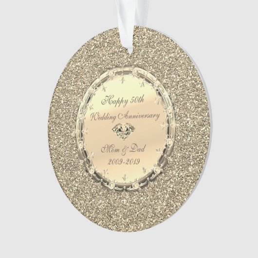 Gold Glitter Diamonds 50th Wedding Jubileum Ornament (voorkant)