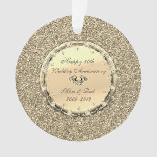 Gold Glitter Diamonds 50th Wedding Jubileum Ornament