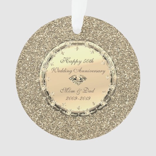 Gold Glitter Diamonds 50th Wedding Jubileum Ornament (voorkant)