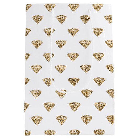 Gold Glitter Diamonds Medium Cadeauzakje (Achterkant)