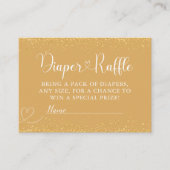 Gold Glitter Diaper Raffle Luxe Heart Script Informatiekaartje (Voorkant)