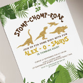 Gold Glitter Dinosaur Tropical Forest Birthday Kaart
