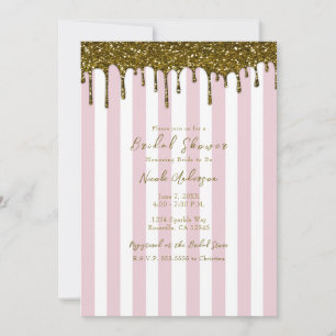 Gold Glitter Dip Roze Snoep Stripes Vrijgezellenfe Kaart