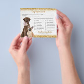 Gold Glitter Dog Grooming Report Kaart Flyer (Hand)