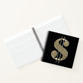 Gold Glitter Dollar Sign Notitieboek (Binnen)