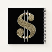 Gold Glitter Dollar Sign Notitieboek (Achterkant)
