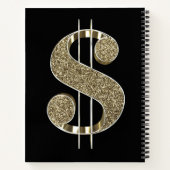 Gold Glitter Dollar Sign Notitieboek (Achterkant)