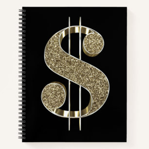 Gold Glitter Dollar Sign Notitieboek