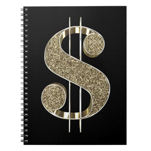 Gold Glitter Dollar Sign Notitieboek (Voorkant)