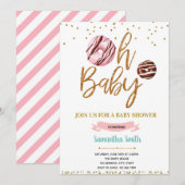 Gold glitter donut baby shower-uitnodiging kaart (Voorkant / Achterkant)