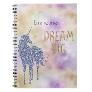 Gold Glitter Dream Big Unicorn - Aangepast Notitieboek