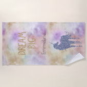 Gold Glitter Dream Big Unicorn Gepersonaliseerde n Strandlaken (Voorkant)