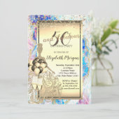 Gold Glitter Dress, Ballons, Opal 50th Birthday Kaart (Staand voorkant)