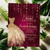 Gold Glitter Dress, Confetti Burgundy Vrijgezellen Kaart