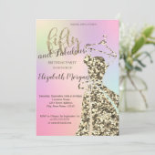 Gold Glitter Dress, Holografisch 50th Birthday Par Kaart (Staand voorkant)