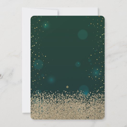 Gold Glitter Dress, Tiara, Diamonds Green Sweet 17 Kaart (Achterkant)