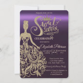 Gold Glitter Dress, Tiara, Diamonds Paars Kaart (Voorkant)