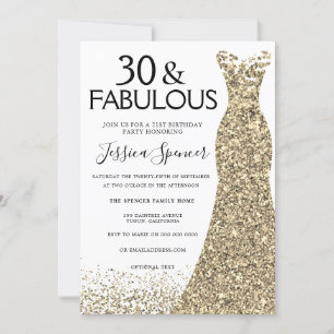 Gold Glitter Dress Womans 30e verjaardag Kaart