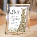 Gold Glitter Dress Womans 50e verjaardag Kaart<br><div class="desc">Gold Glitter Dress Womans 50th Birthday Party - Vijftig en verbazingwekkende variaties in de uitnodiging en overeenkomende objecten in onze winkel</div>