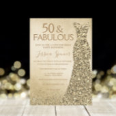 Gold Glitter Dress Womans 50e verjaardag Kaart