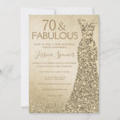 Gold Glitter Dress Womans 70e verjaardag Kaart (Voorkant)