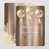 Gold Glitter Drift Balloons Bruin Pensioen Kaart (Voorkant / Achterkant)