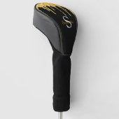 Gold Glitter Drift Black Monogram Naam Golfheadcover (Schuin)
