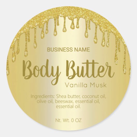Gold Glitter Drift Body Butter Labels (Voorkant)